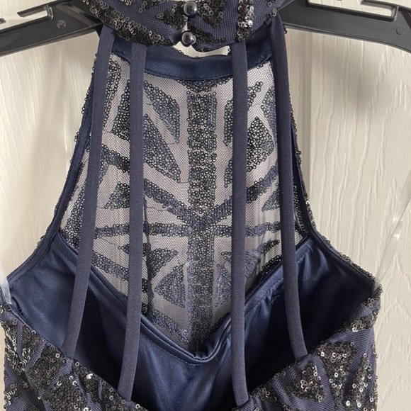 Speechless Halter Sequin Geometric Top Tulle Skater Skirt Dress - Picture 4 of 8